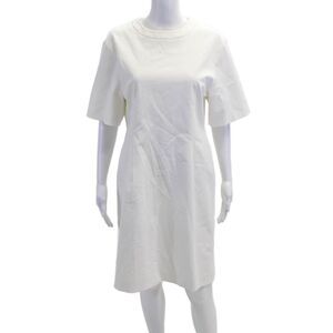 Sport Max Womens Back Zip Short Sleeve Knee Length Shift Dress White Size 12